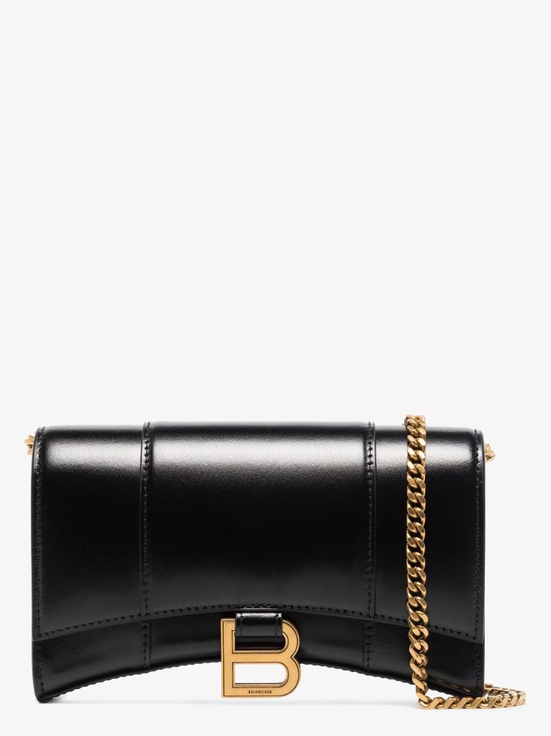 Black Hourglass Mini Leather Cross Body Bag