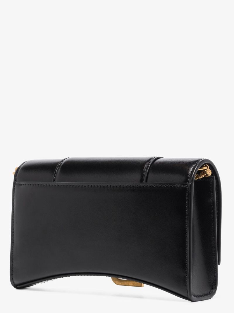 Black Hourglass Mini Leather Cross Body Bag