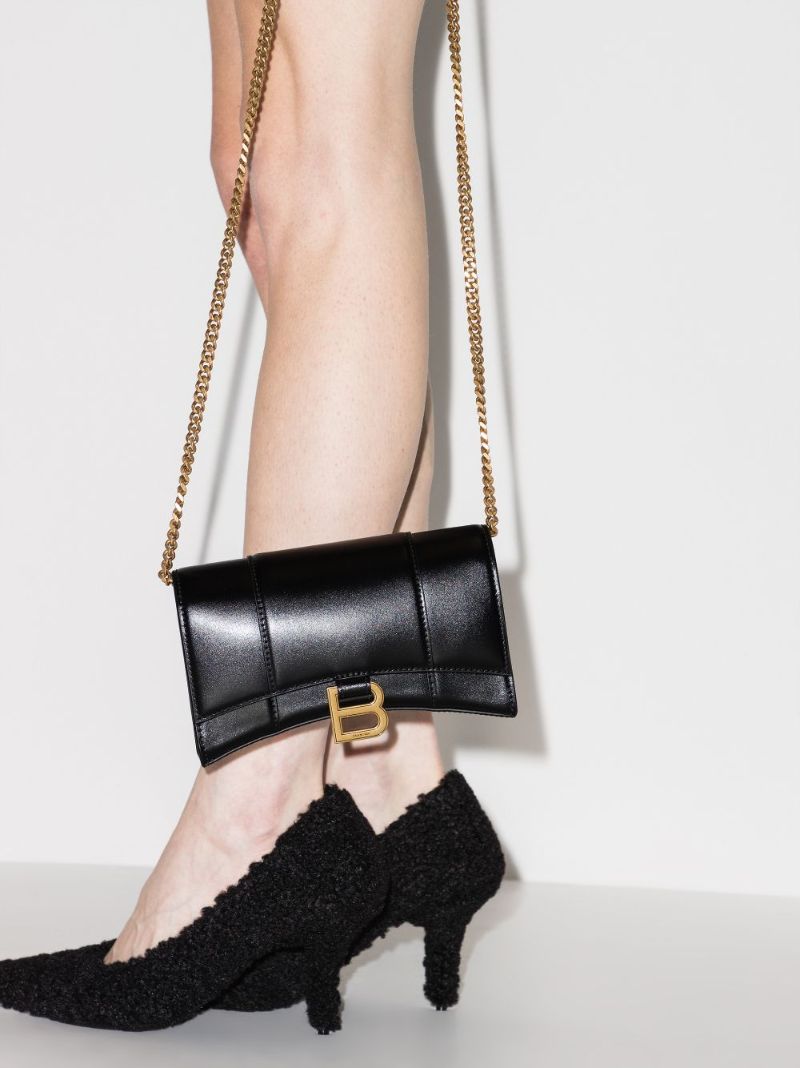 Black Hourglass Mini Leather Cross Body Bag