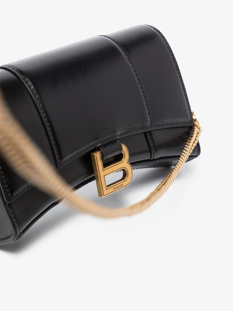 Black Hourglass Mini Leather Cross Body Bag