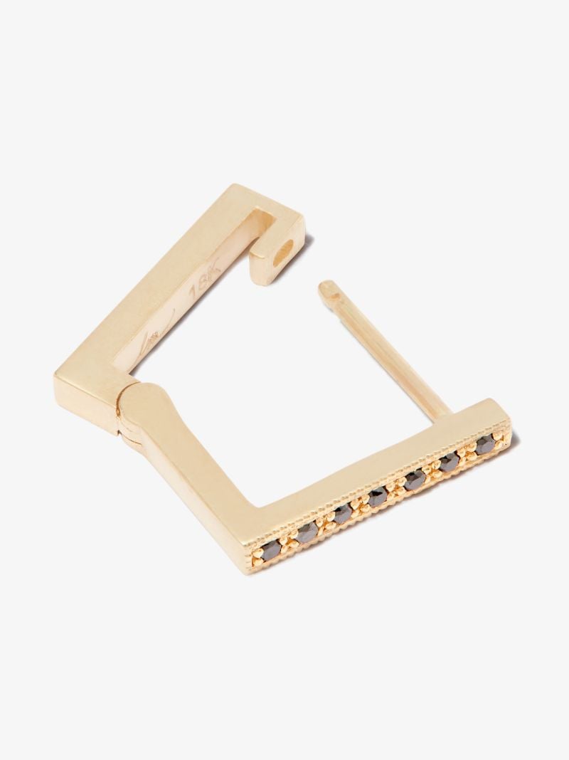 18k Yellow Gold Petit Square Huggie Diamond Earring