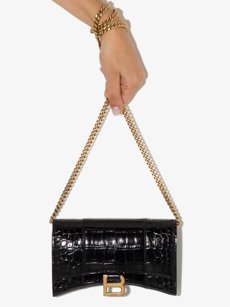 Black Hourglass Leather Chain Wallet