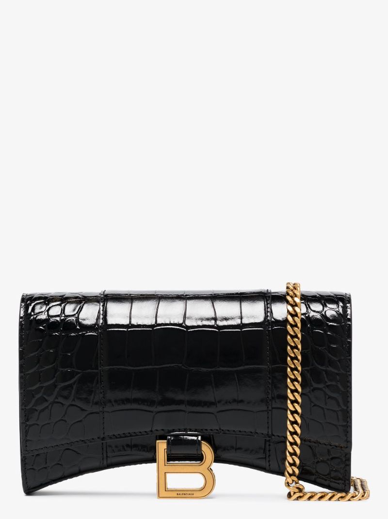 Black Hourglass Leather Chain Wallet