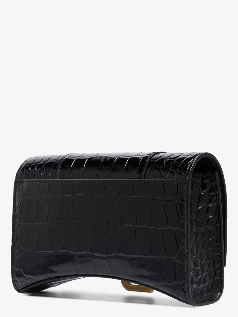 Black Hourglass Leather Chain Wallet