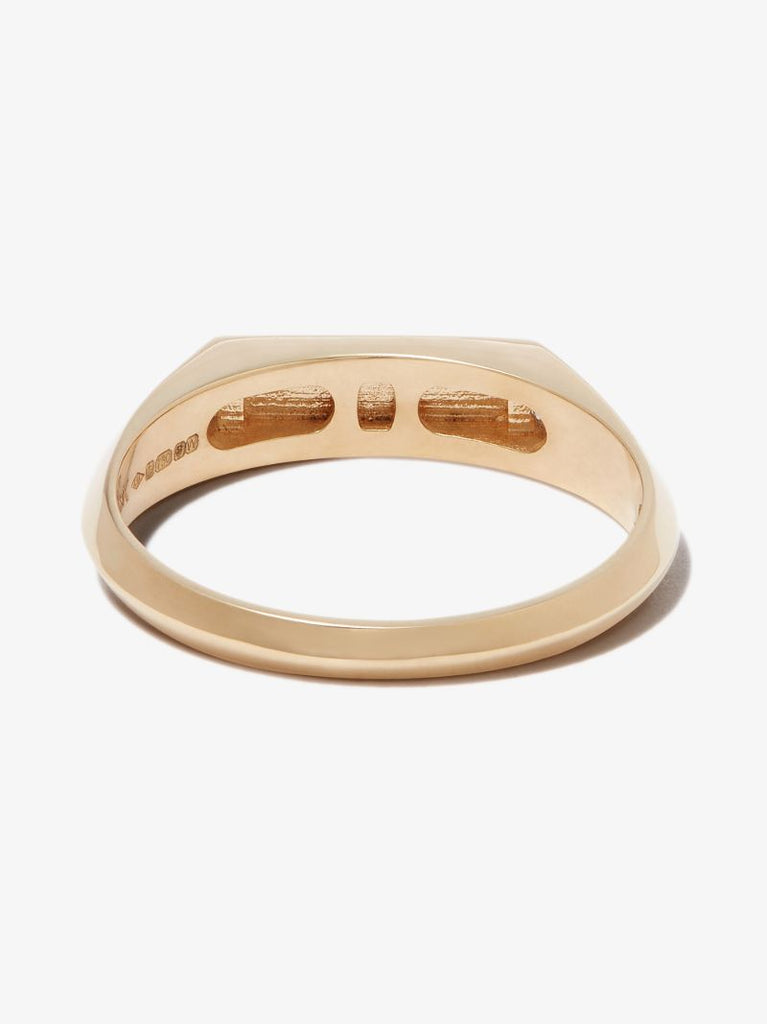 18k Yellow Gold Chevron Diamond Signet Ring
