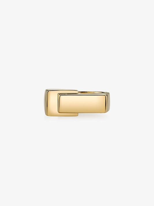 18k Yellow Gold Overlap Signet Ring