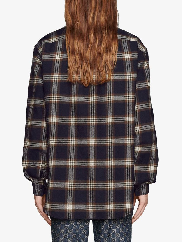 Plaid Button-up Wool Shirt