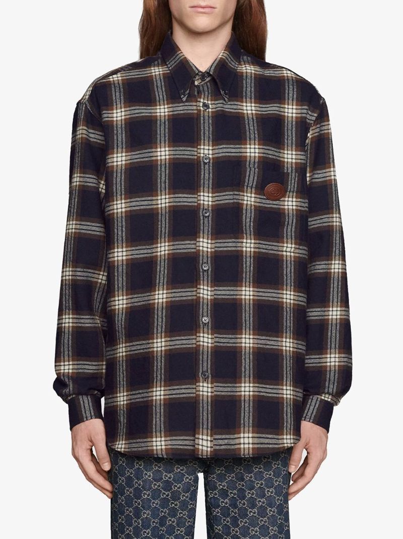 Plaid Button-up Wool Shirt