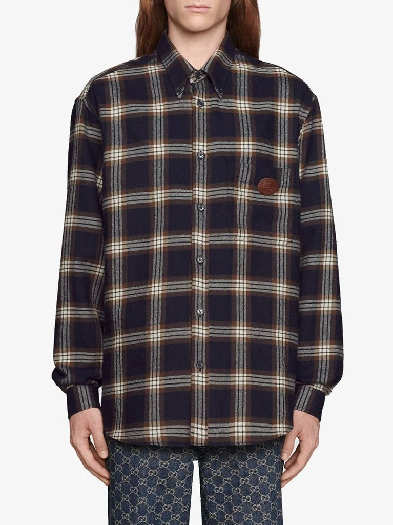 Plaid Button-up Wool Shirt