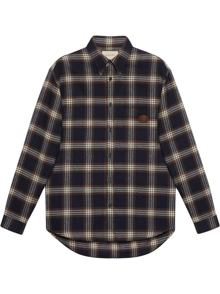 Plaid Button-up Wool Shirt
