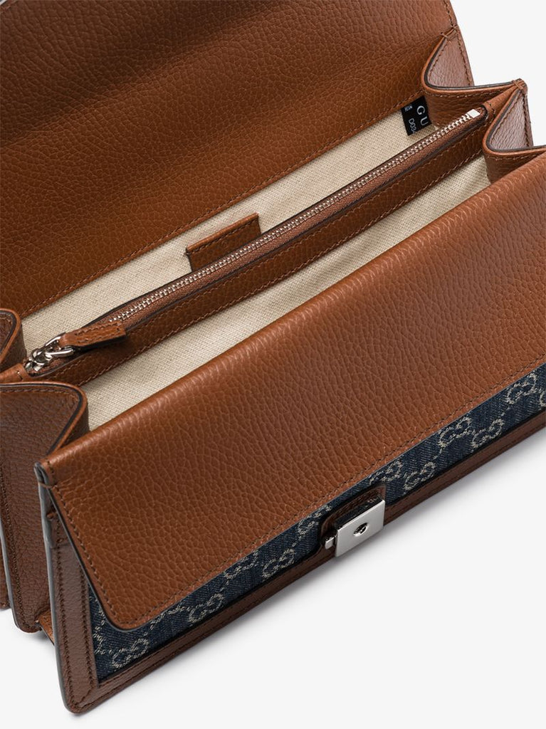 Blue Dionysus Small Denim and Leather Shoulder Bag