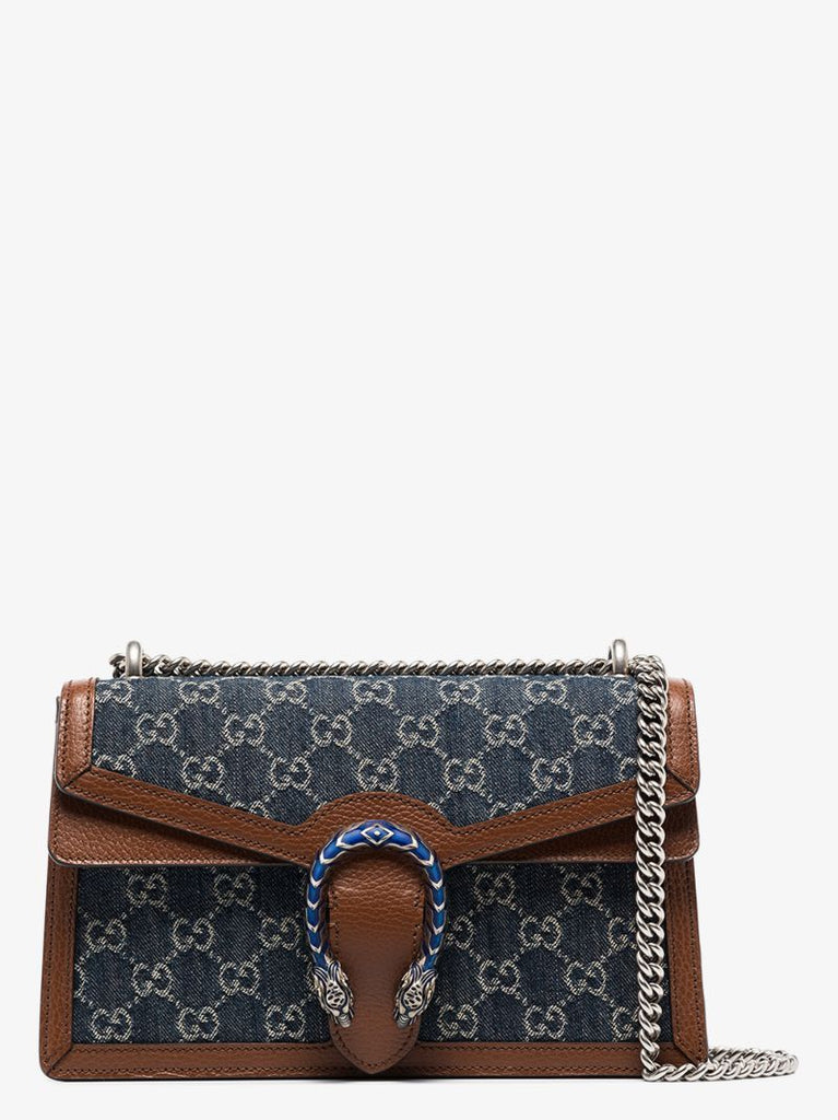 Blue Dionysus Small Denim and Leather Shoulder Bag