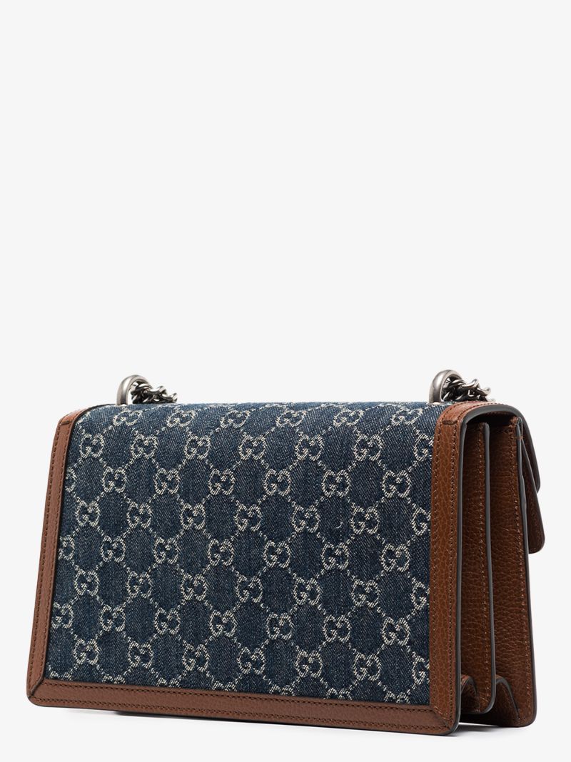 Blue Dionysus Small Denim and Leather Shoulder Bag