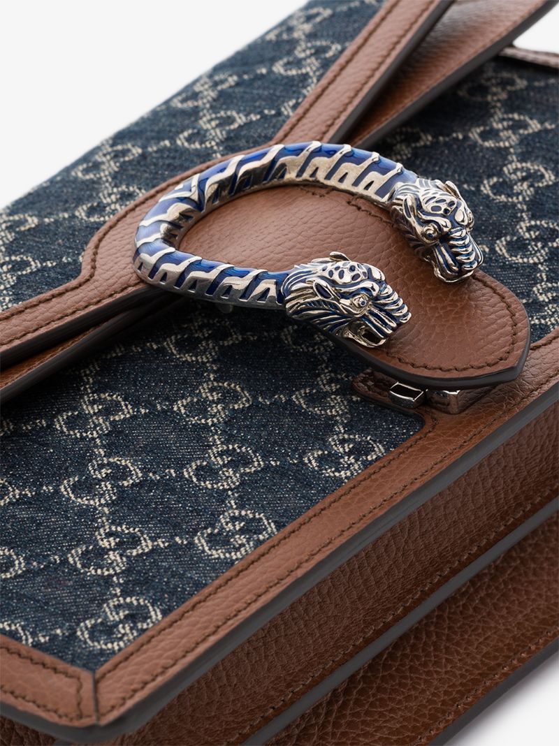 Blue Dionysus Small Denim and Leather Shoulder Bag