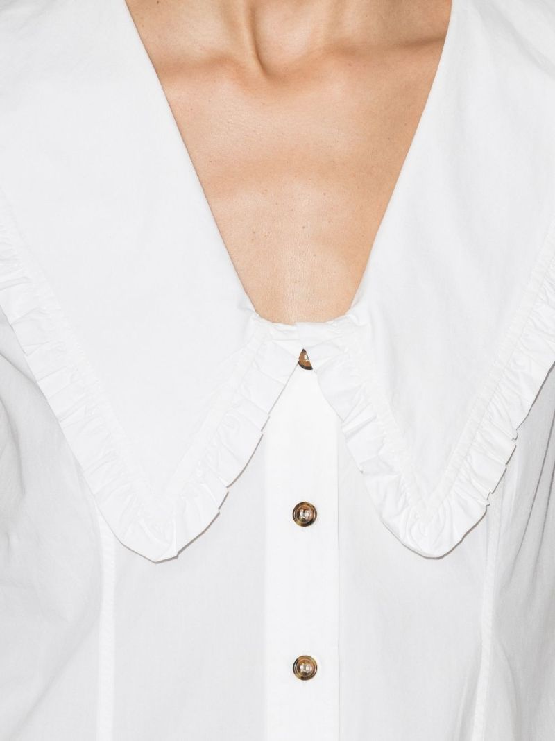 White Oversized Collar Cotton Blouse