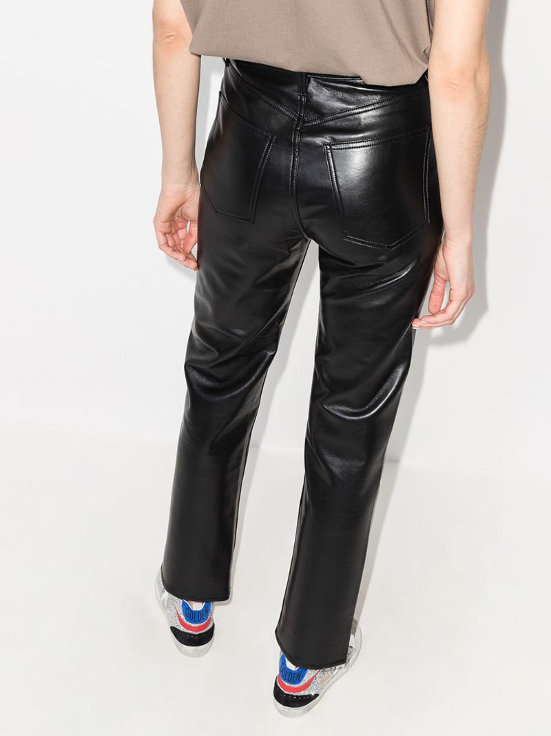 Black '90s Pinch Waist Leather Trousers