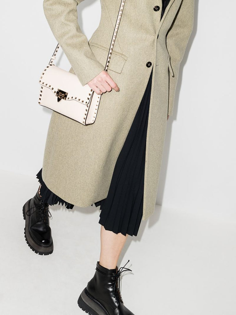 White Rockstud Small Leather Cross Body Bag