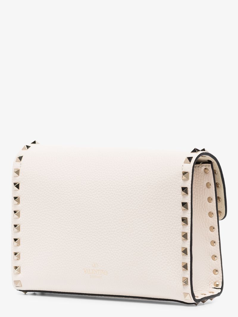 White Rockstud Small Leather Cross Body Bag