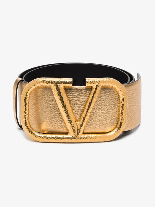 Gold Vlogo Wide Leather Belt