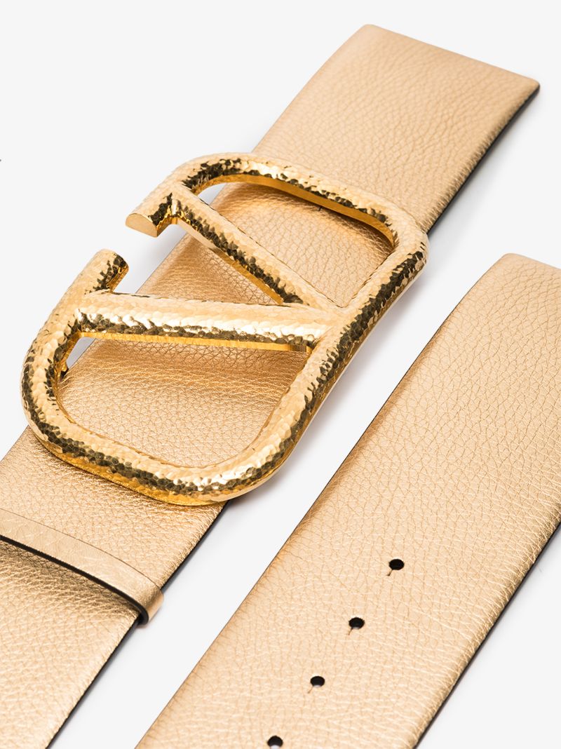 Gold Vlogo Wide Leather Belt