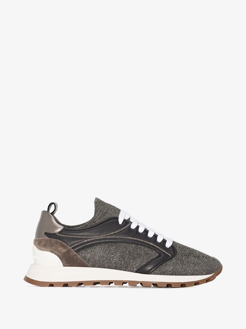 Grey Knitted Low Top Sneakers