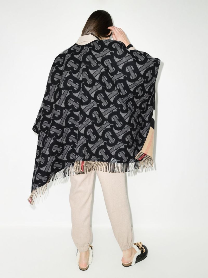 Grey Monogram Merino Wool Cape