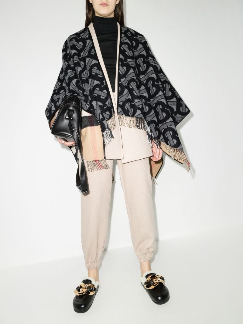 Grey Monogram Merino Wool Cape