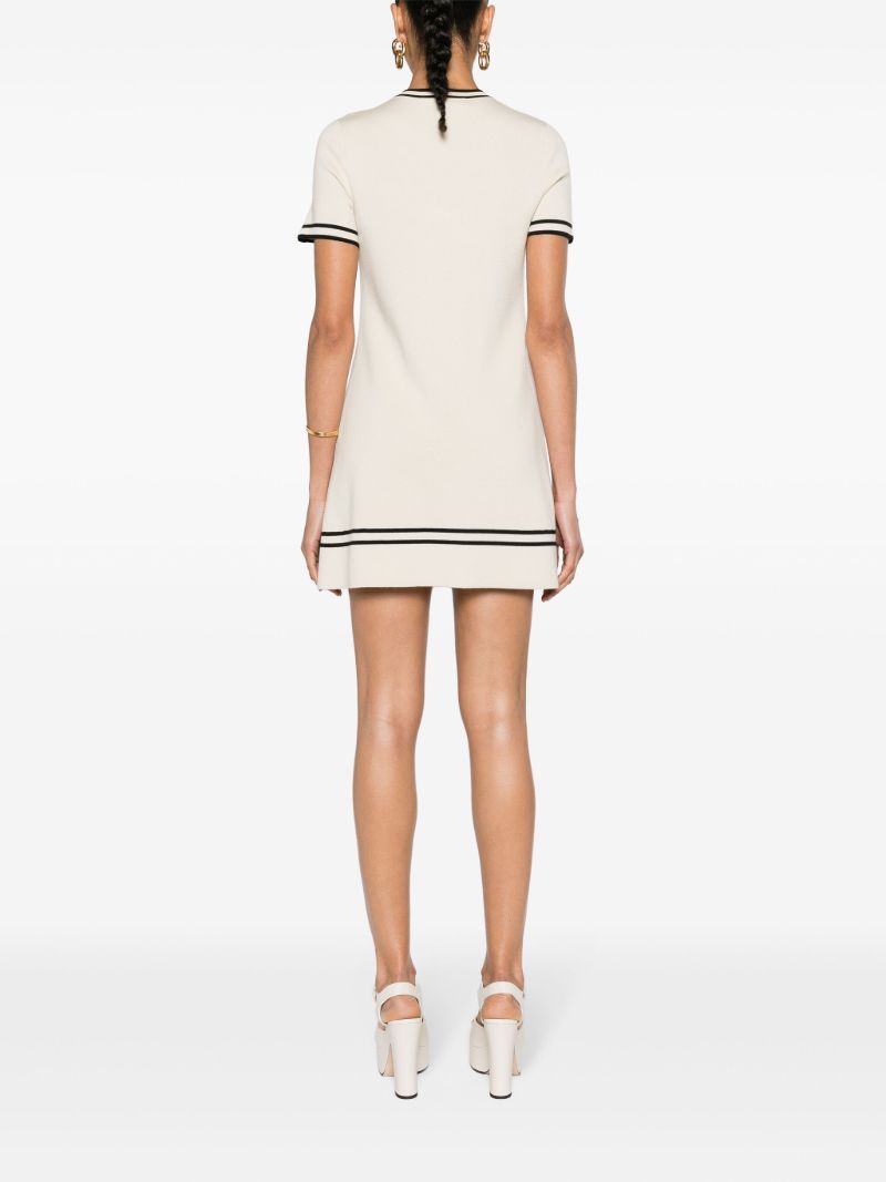 Neutral Horsebit Wool Mini Dress