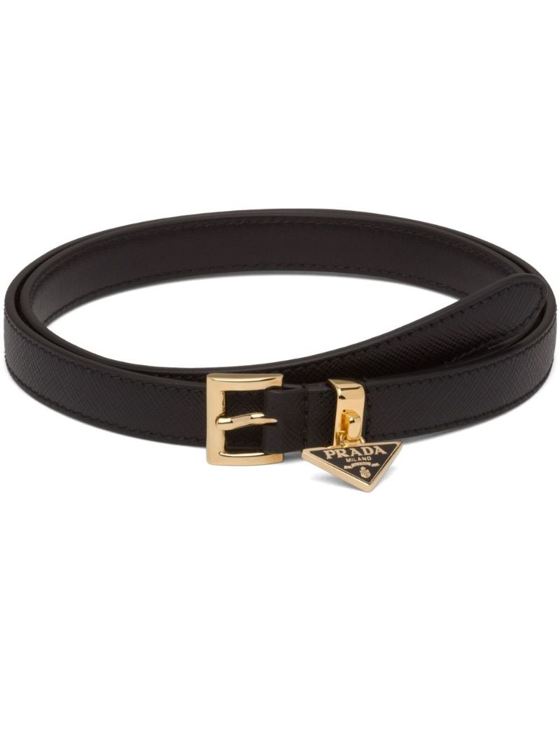 Black Logo-charm Leather Charm