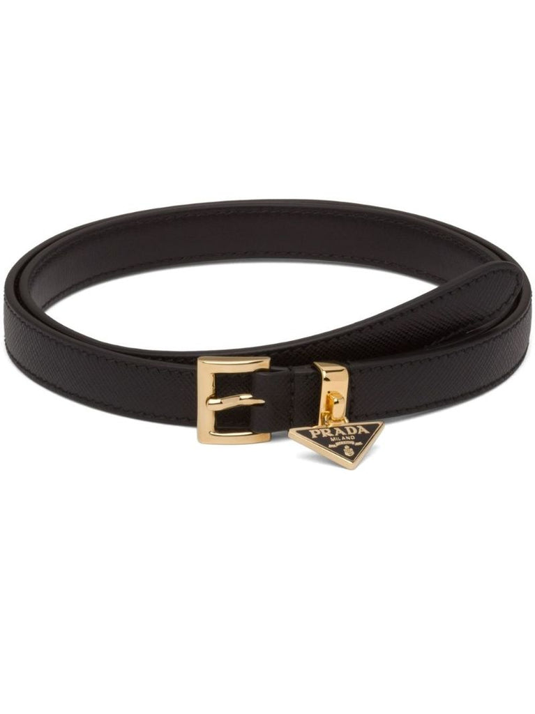 Black Logo-charm Leather Charm
