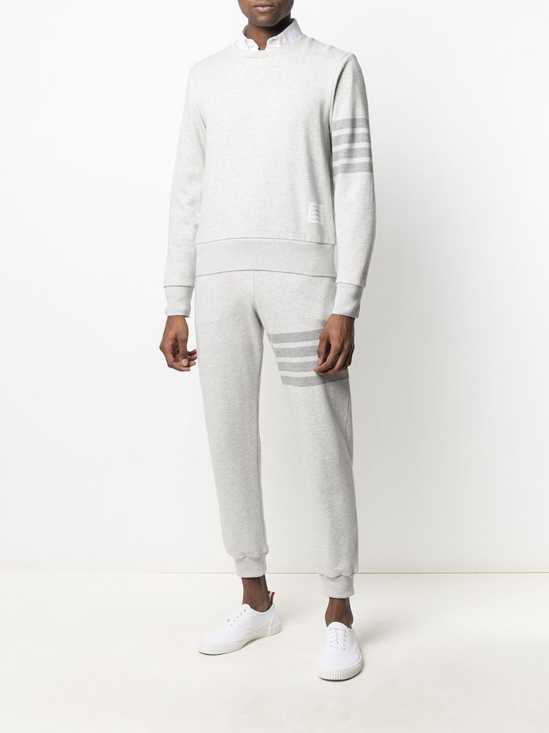 Grey 4-bar Stripe Cotton Track Pants