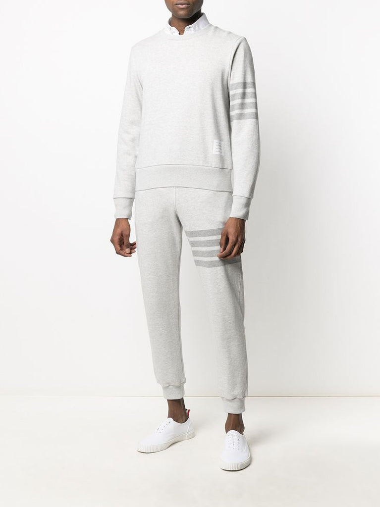 Grey 4-bar Stripe Cotton Track Pants