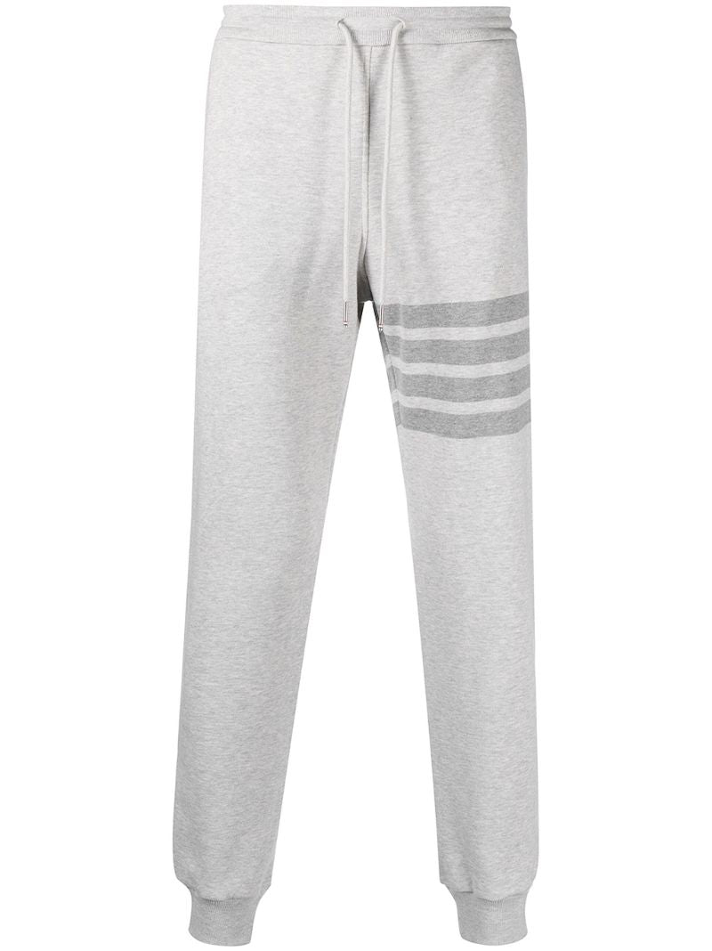 Grey 4-bar Stripe Cotton Track Pants