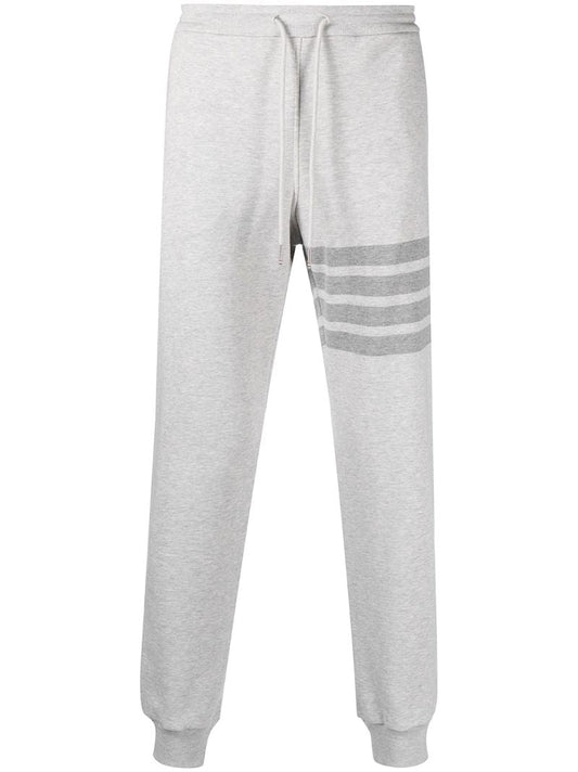 Grey 4-bar Stripe Cotton Track Pants