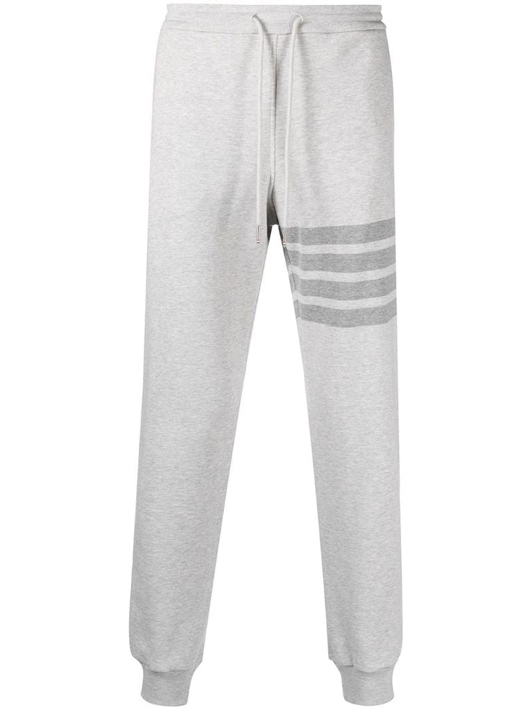 Grey 4-bar Stripe Cotton Track Pants