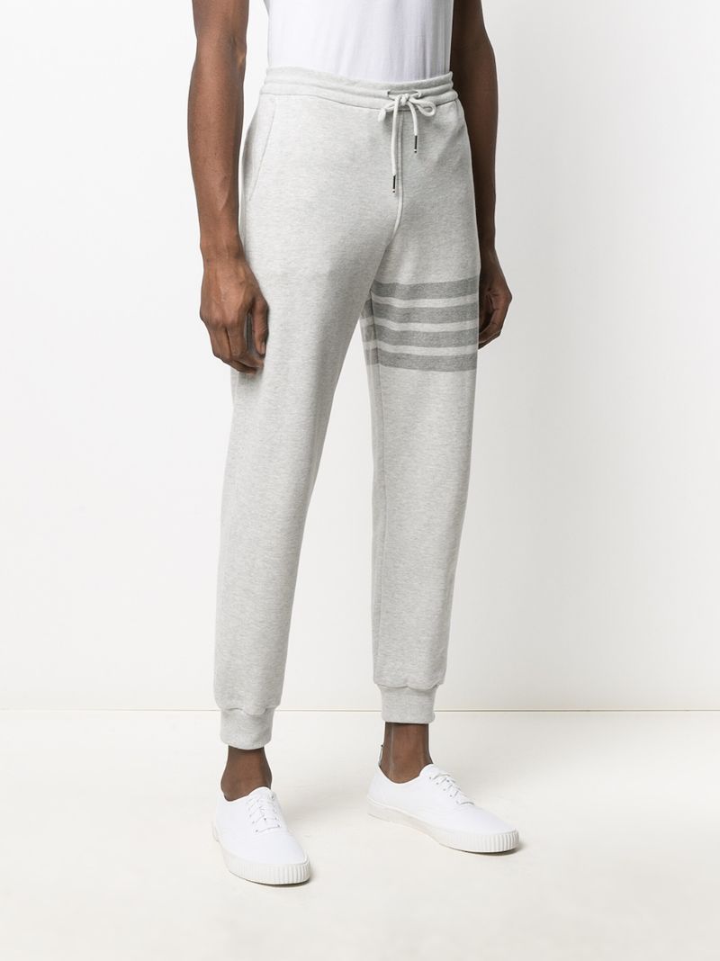 Grey 4-bar Stripe Cotton Track Pants