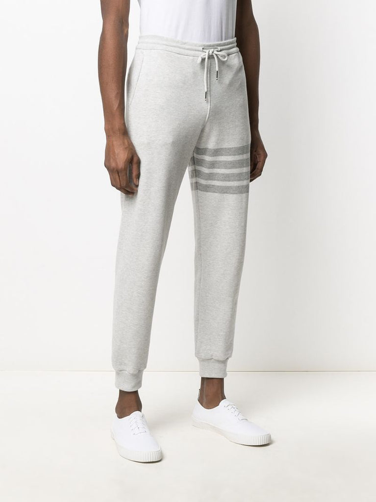 Grey 4-bar Stripe Cotton Track Pants