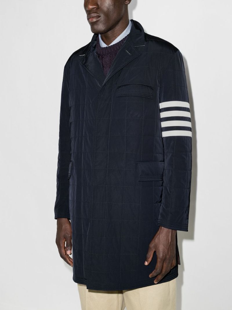 Blue 4-bar Stripe Chesterfield Coat