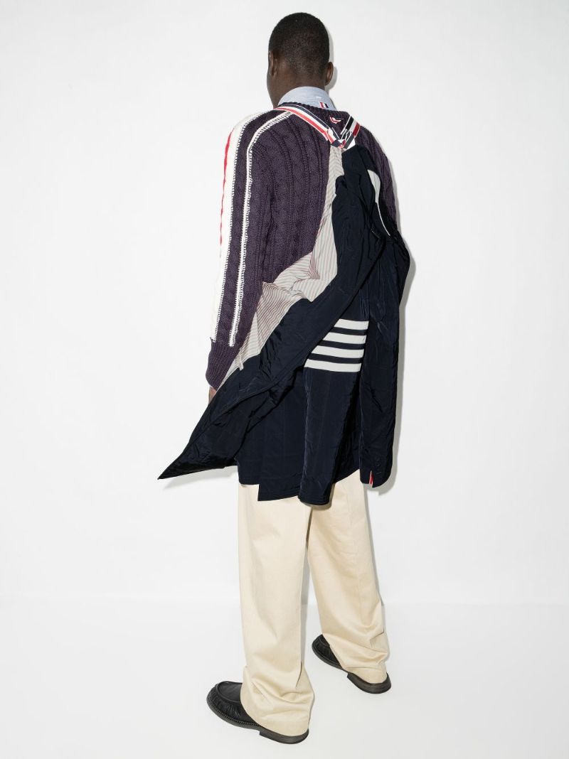 Blue 4-bar Stripe Chesterfield Coat