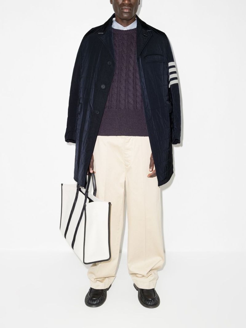 Blue 4-bar Stripe Chesterfield Coat