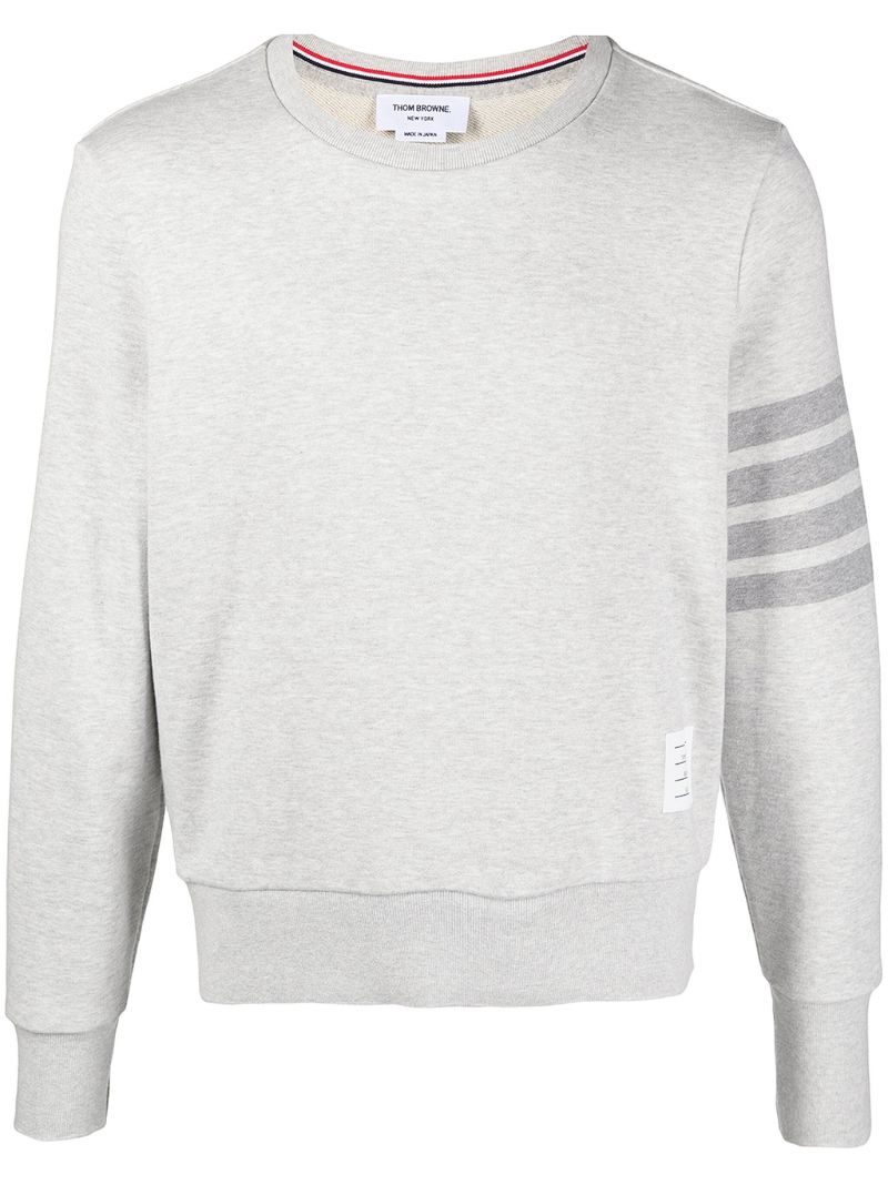 Grey 4-bar Stripes Cotton Sweatshirt