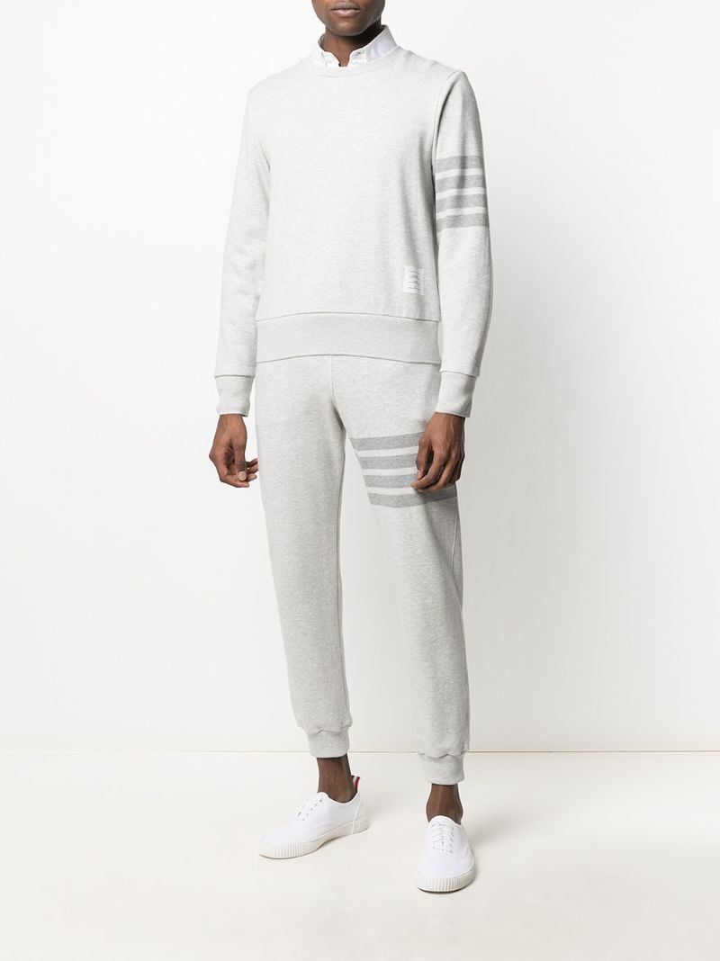 Grey 4-bar Stripes Cotton Sweatshirt