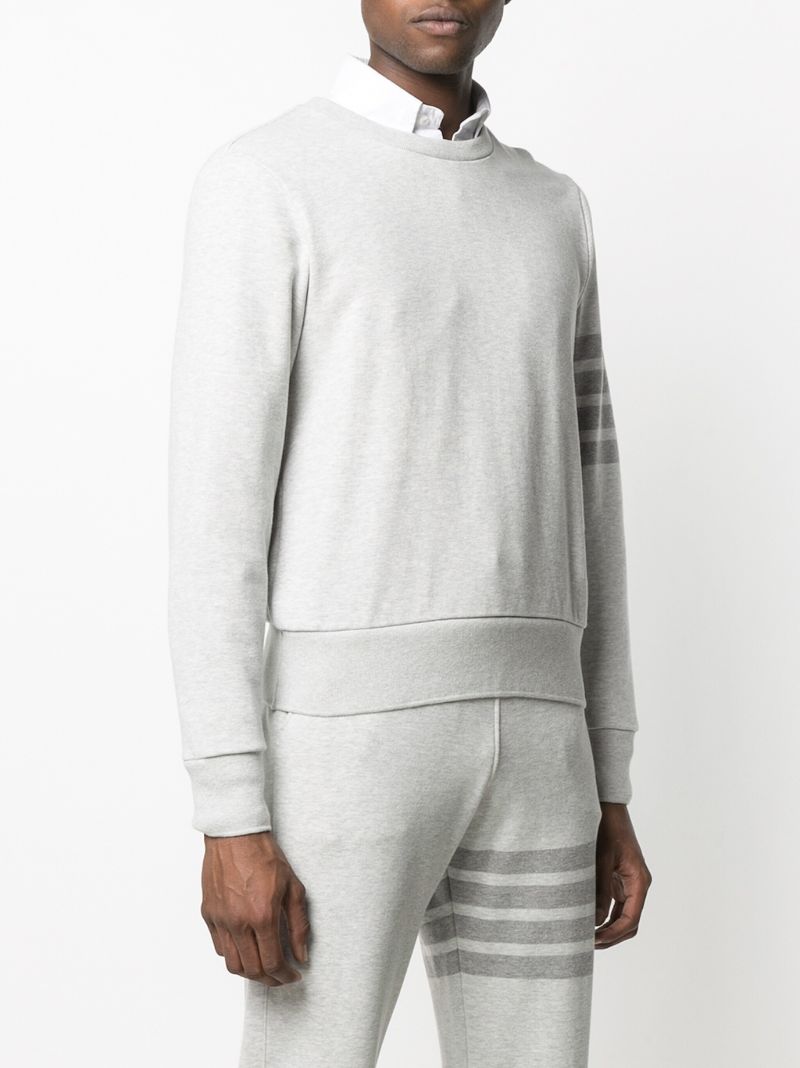 Grey 4-bar Stripes Cotton Sweatshirt