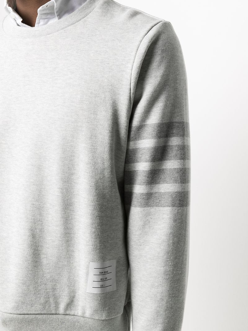 Grey 4-bar Stripes Cotton Sweatshirt