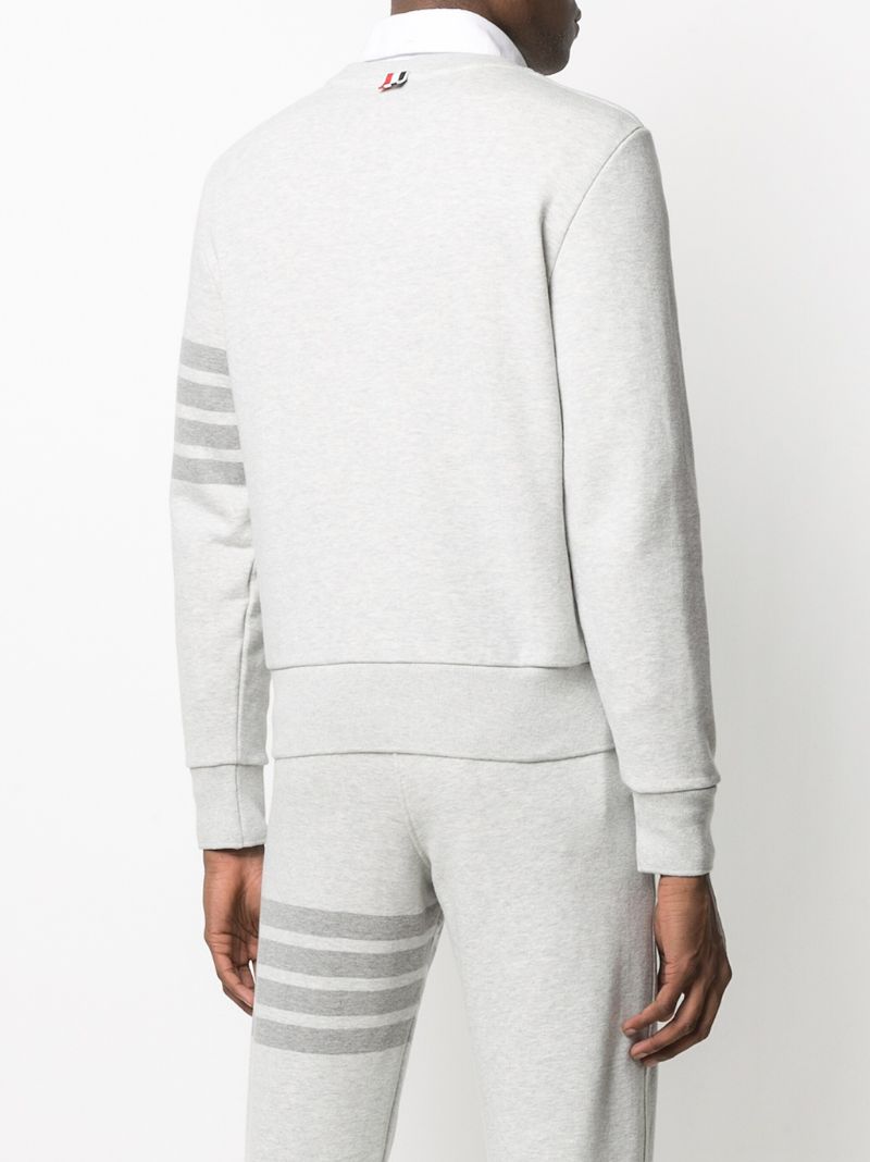 Grey 4-bar Stripes Cotton Sweatshirt