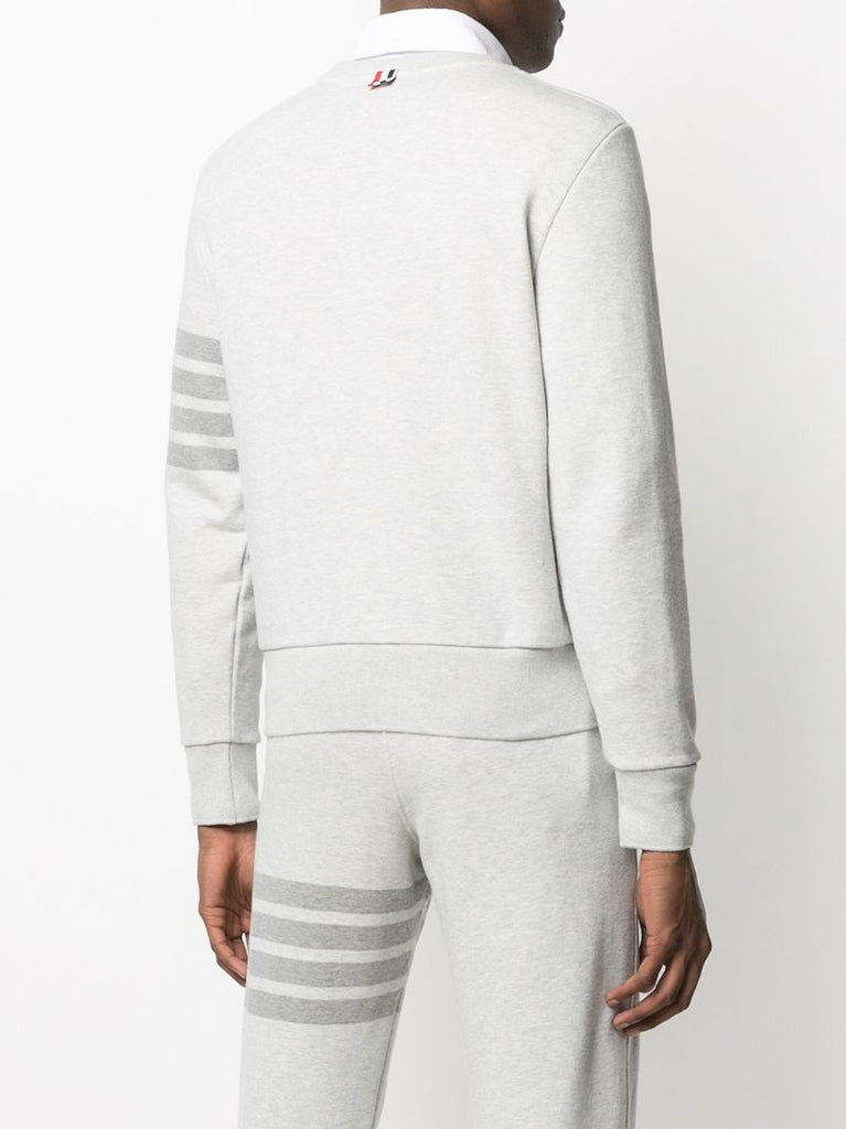 Grey 4-bar Stripes Cotton Sweatshirt