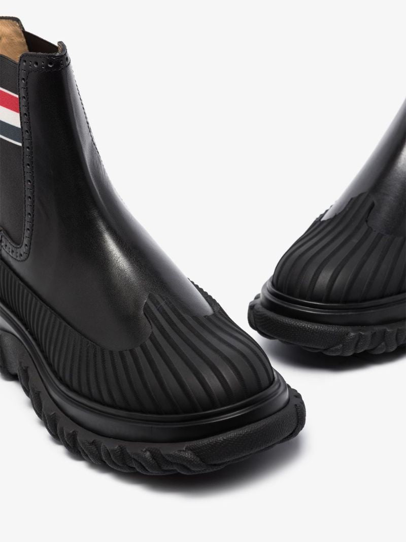 Black Leather Chelsea Duck Boots