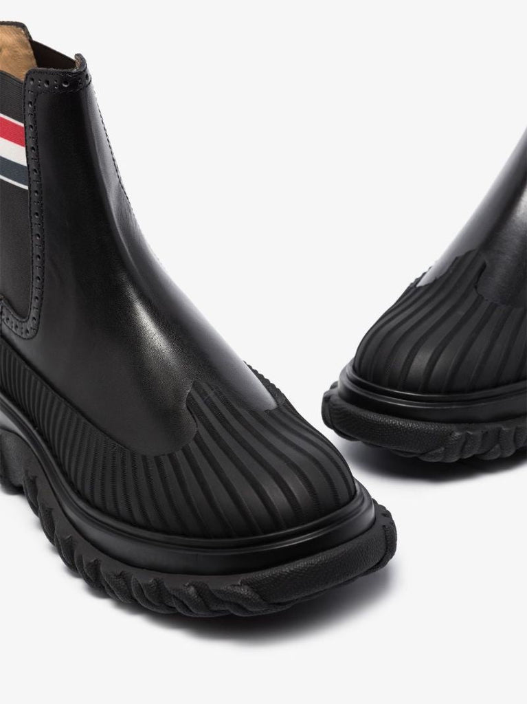 Black Leather Chelsea Duck Boots
