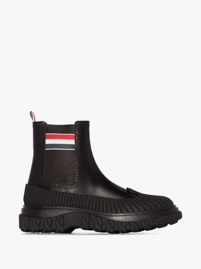 Black Leather Chelsea Duck Boots