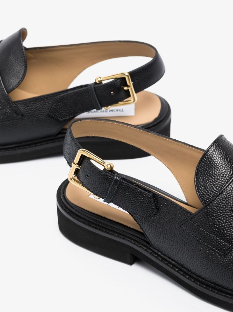 Black Slingback Leather Penny Loafers